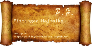 Pittinger Hajnalka névjegykártya